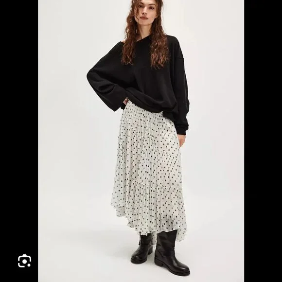 new FREE PEOPLE one ember printed layered midi skirt xs - Picture 2 of 2